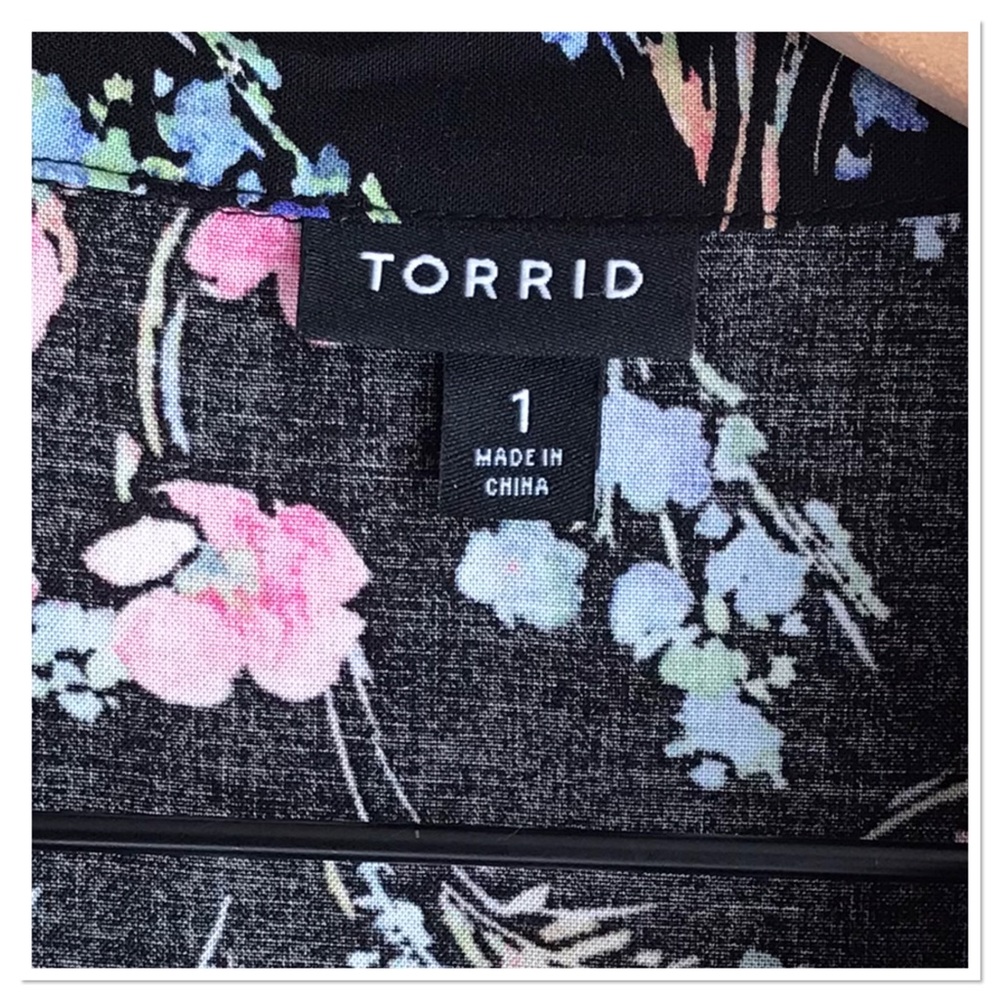 Torrid Button Challis Dress Sleeveless Button Front Floral Black Pink Size 1X - Picture 9 of 11